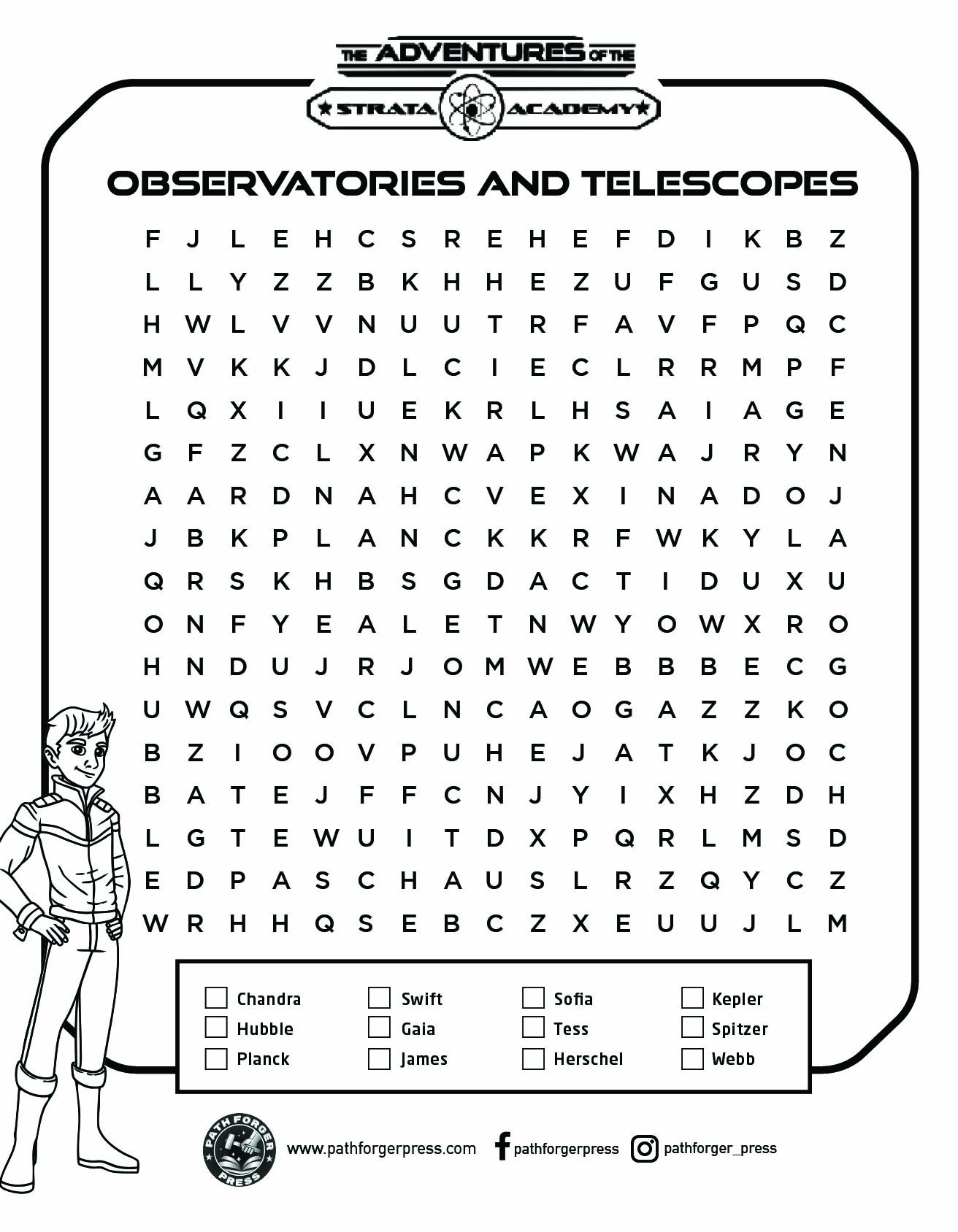 Observatories and Telescopes word search printable